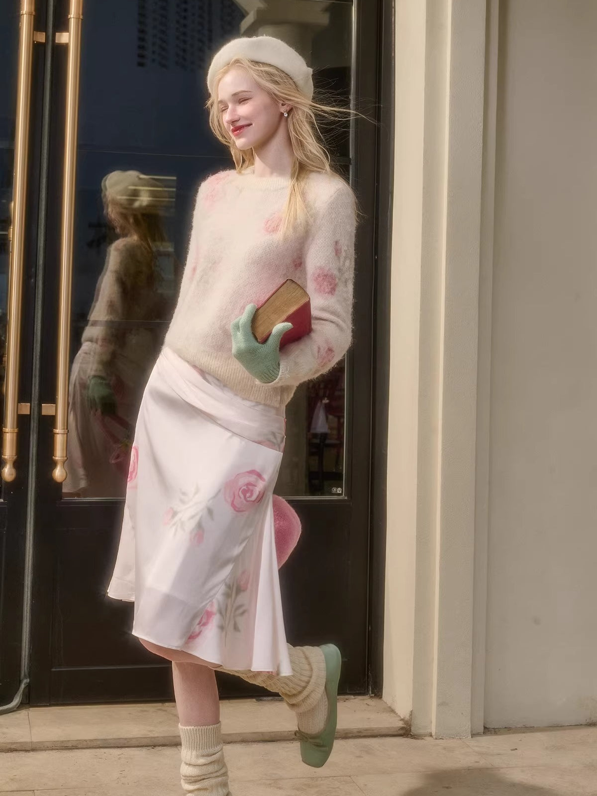 Wool-Blend Knit Top & Skirt Set