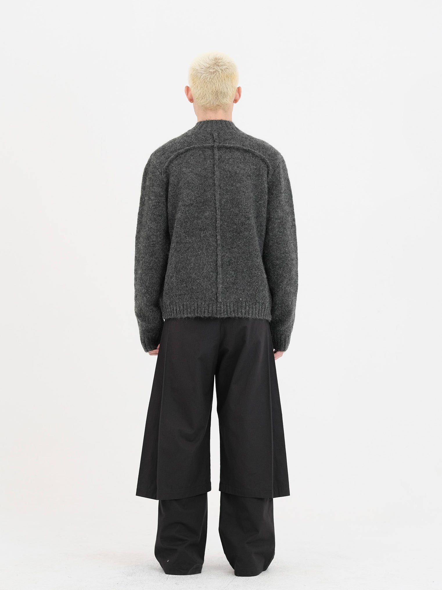 Black & Dark Brown Double-Pleated Skirt Pants - CHINASQUAD