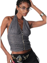 Textured Leopard Halter Tank Top - CHINASQUAD
