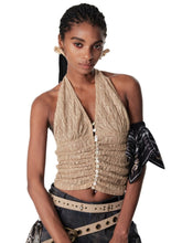 Textured Leopard Halter Tank Top - CHINASQUAD