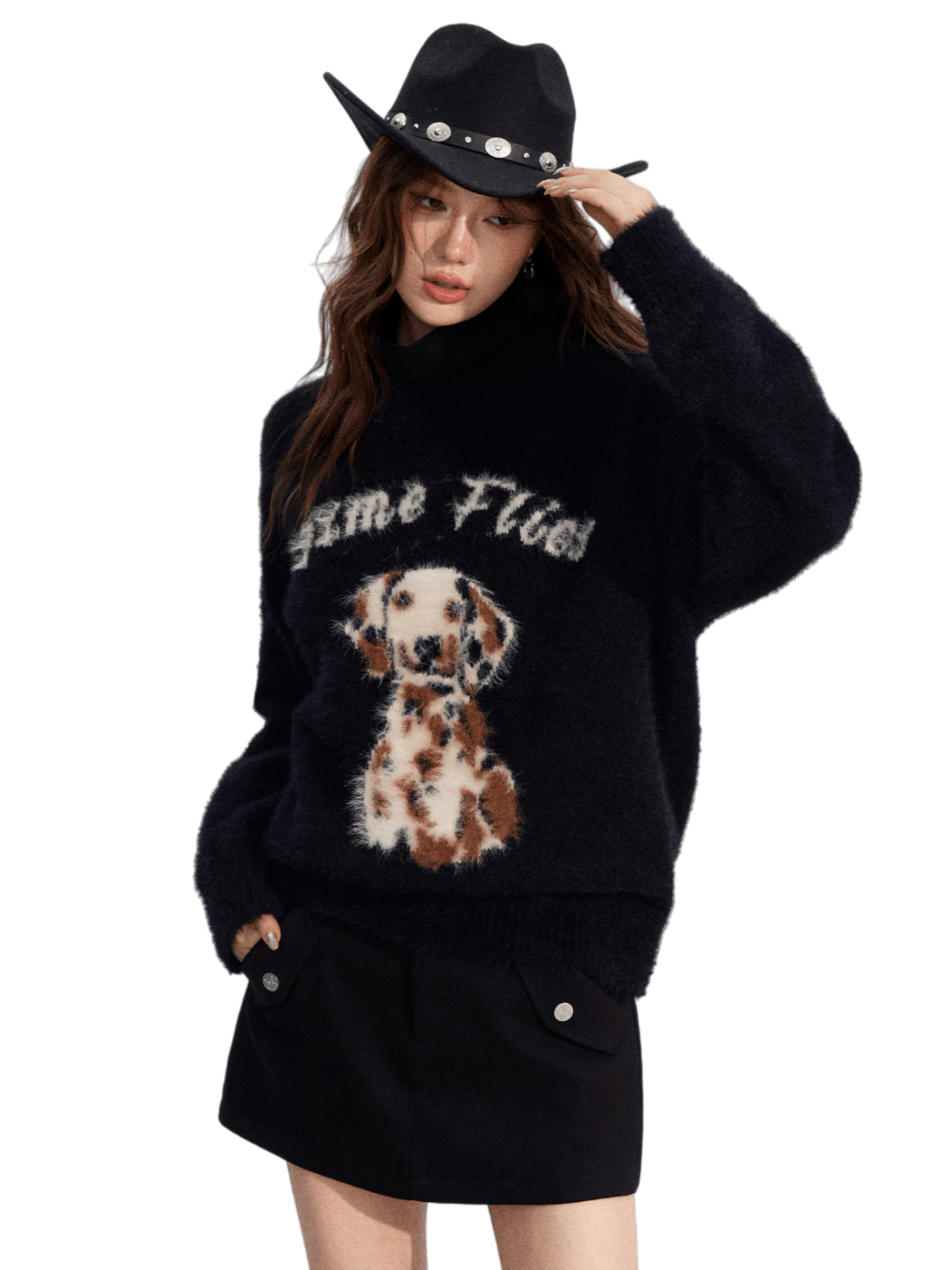 Cartoon Puppy Plush Knit Sweater