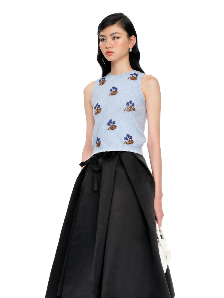 Pink & Blue Embroidered Knit Vest - CHINASQUAD