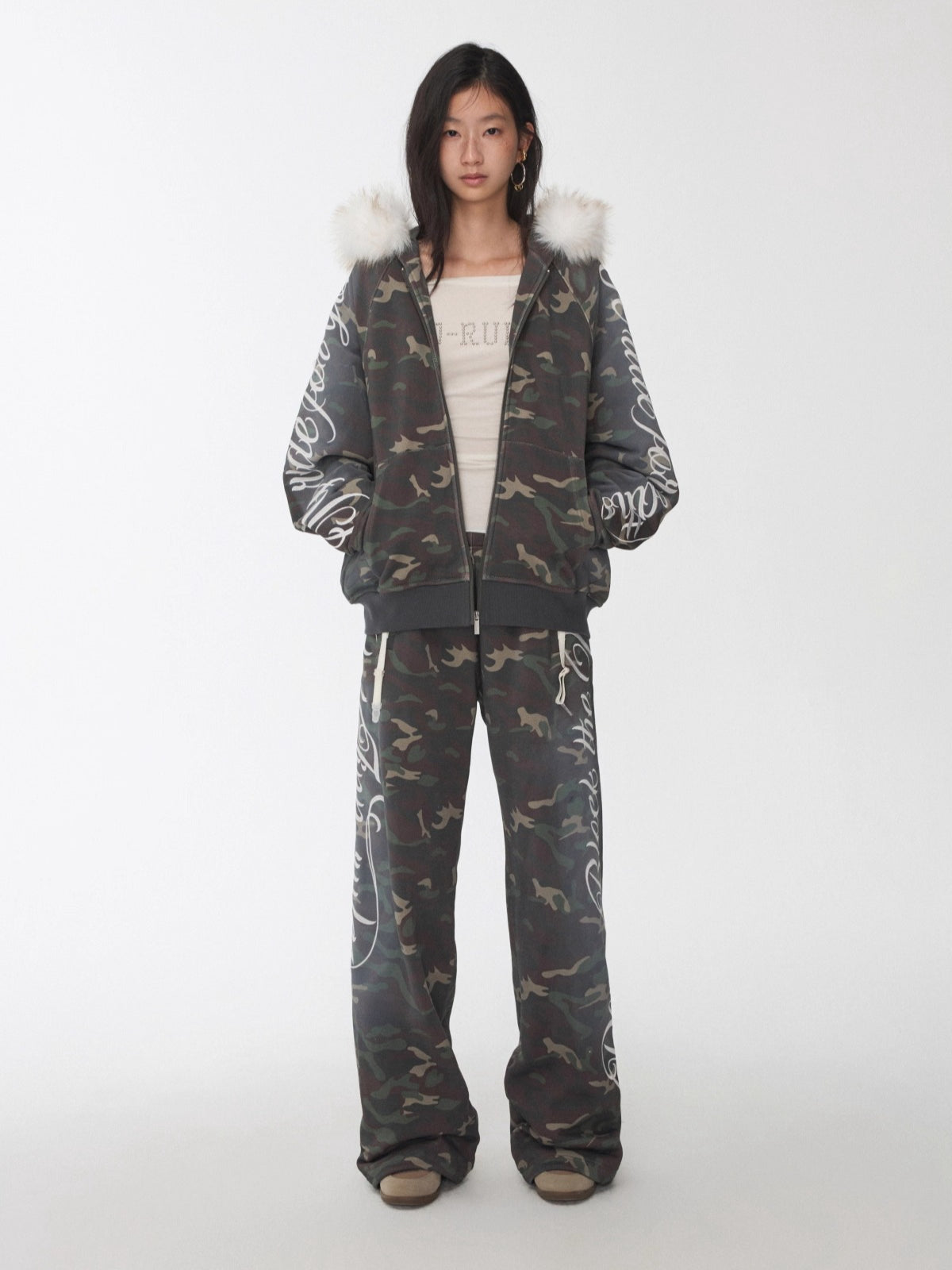 Faux-Fur Hooded Sweatshirt & Sweatpants Set