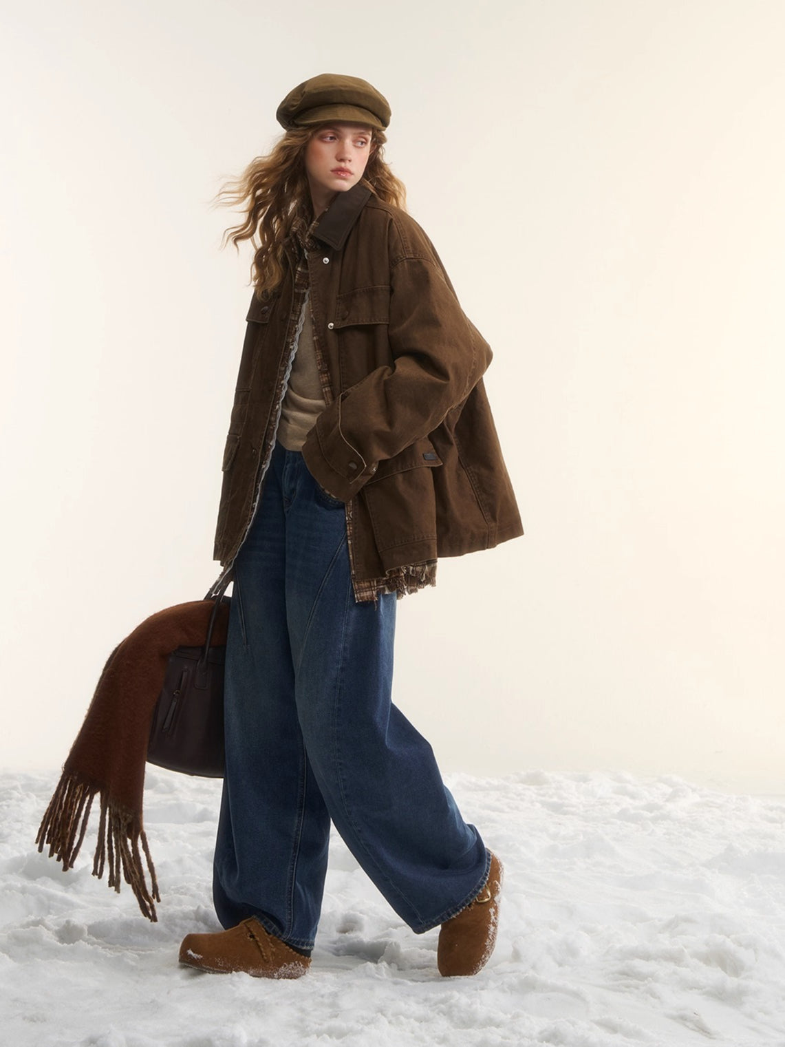 Duck Down Cinched-Waist Puffer Jacket