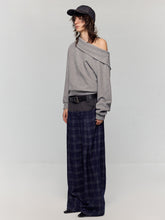 Grey Asymmetric Off-Shoulder Loose Sweatshirt - CHINASQUAD