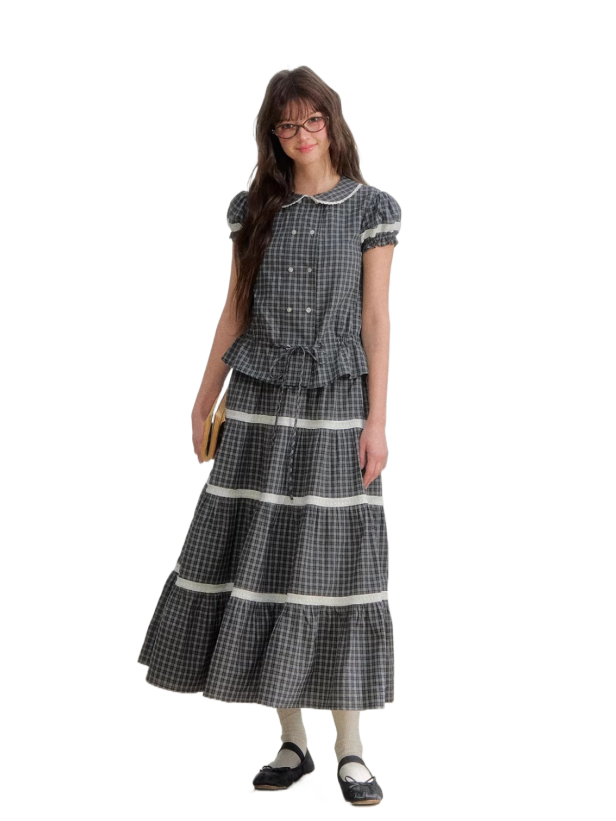 Vintage Plaid Floral Girl Two-Piece Set