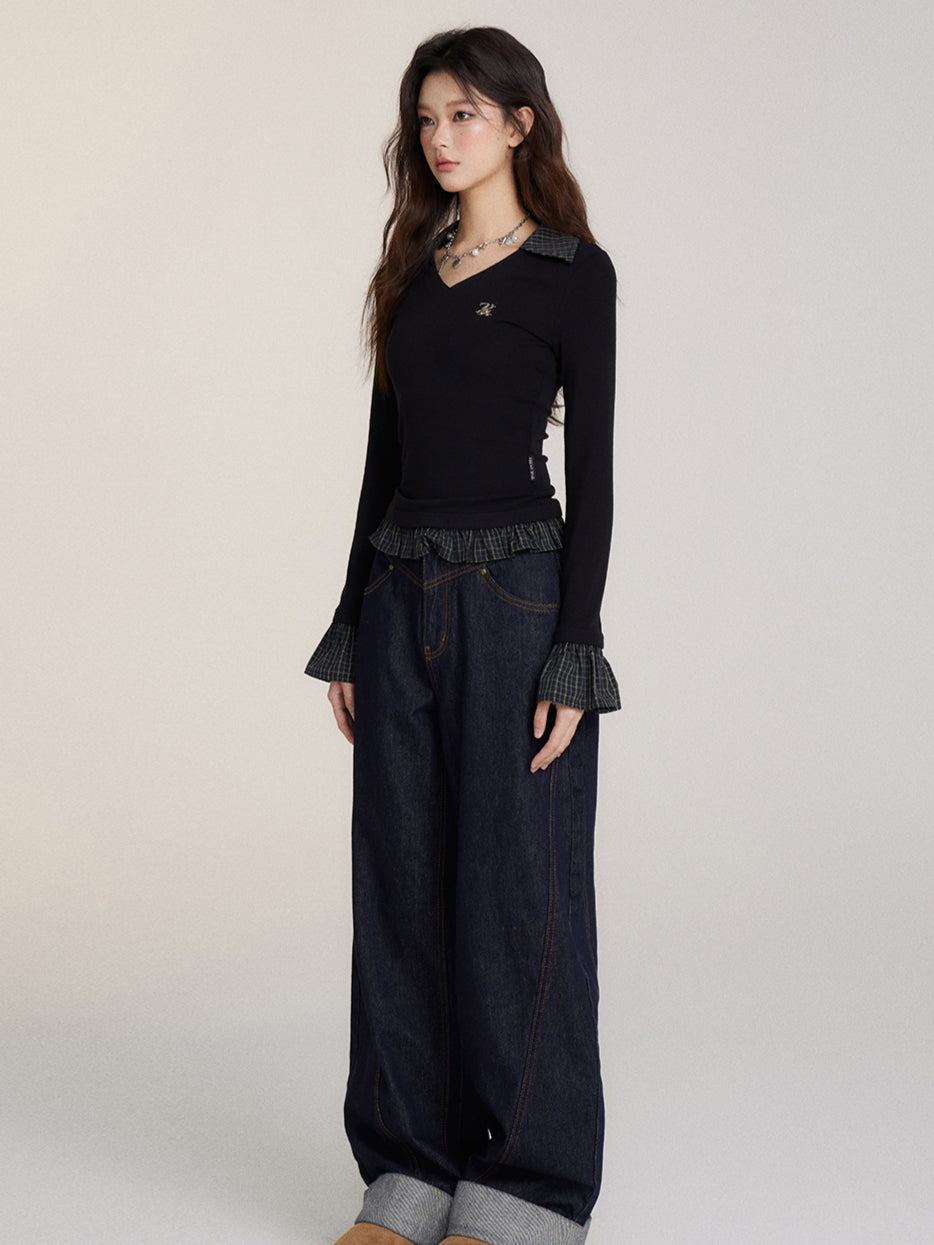 Faux Two-Piece Base Layer Long-Sleeve T-Shirt - CHINASQUAD