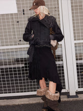 Wool Lace Patchwork Asymmetrical Skirt - CHINASQUAD