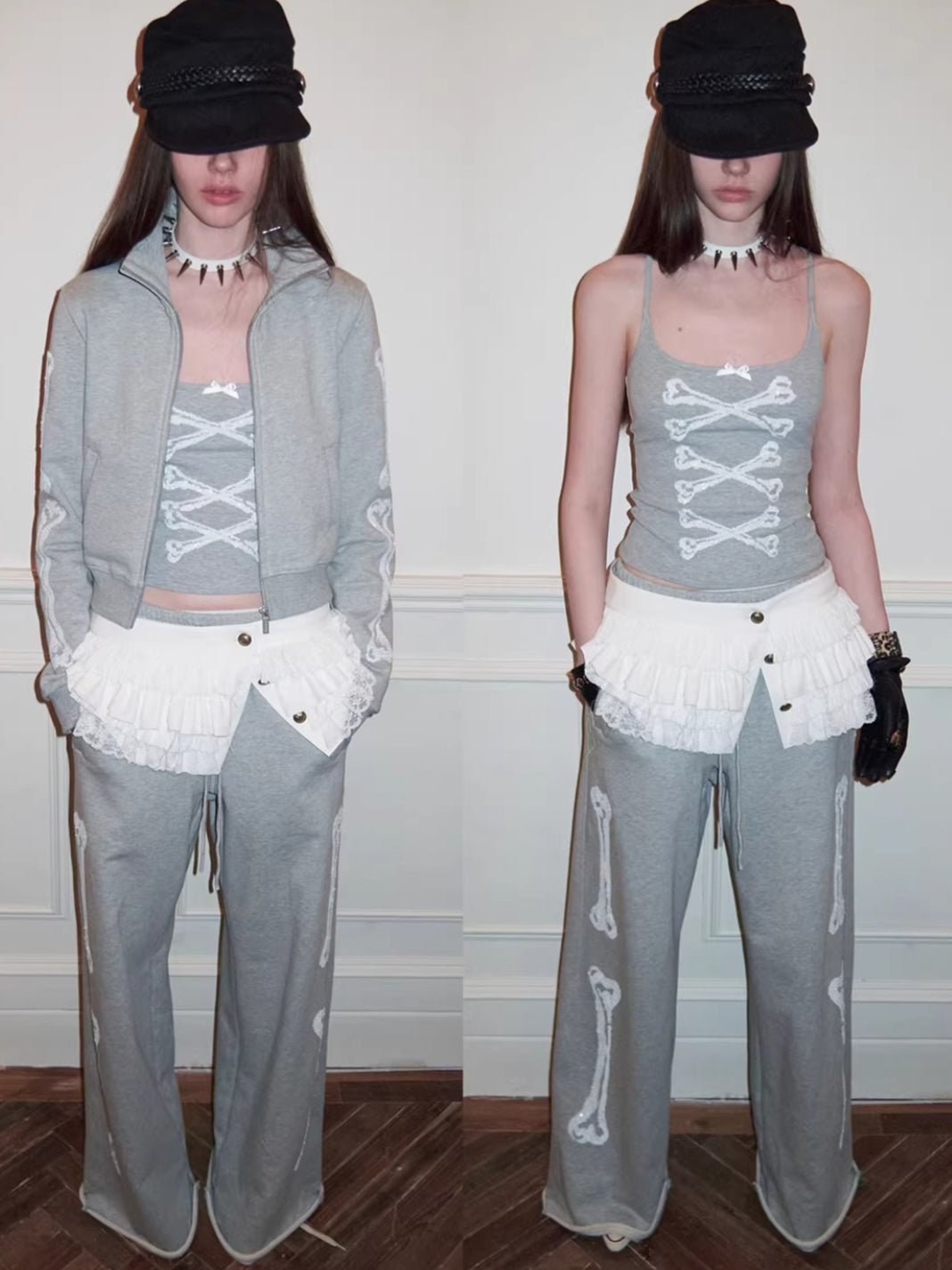 Stand-Collar Cropped Sweatshirt & Jogger Set