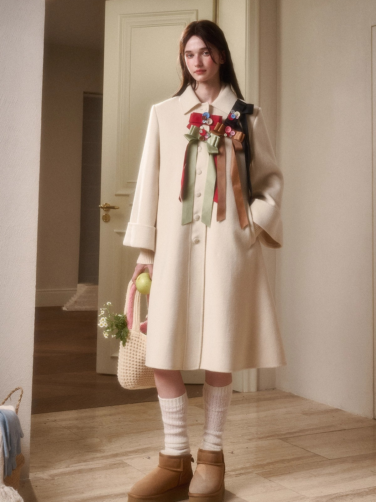 Playful Winter 100% Wool Cape Coat
