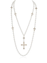 Layered Punk Heart Pearl Cross Long Necklace - CHINASQUAD