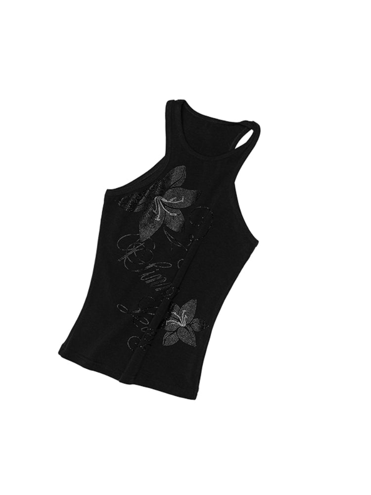 Floral Austrian Rhinestone I-shaped Vest - CHINASQUAD