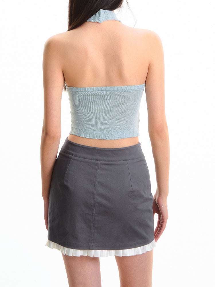 Fair Isle High-Waist Backless Top - CHINASQUAD