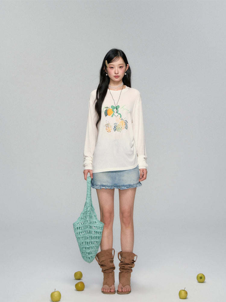 Three-Dimensional Bow Fruit-Print Sunscreen Cover-Up - CHINASQUAD