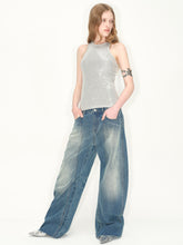 Wash Deconstructed Curved Denim Pants - CHINASQUAD