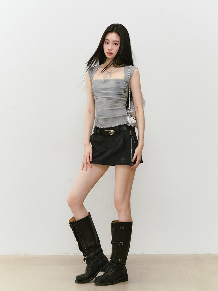 Casual Pencil Skirt with Double - Side Zippers - CHINASQUAD