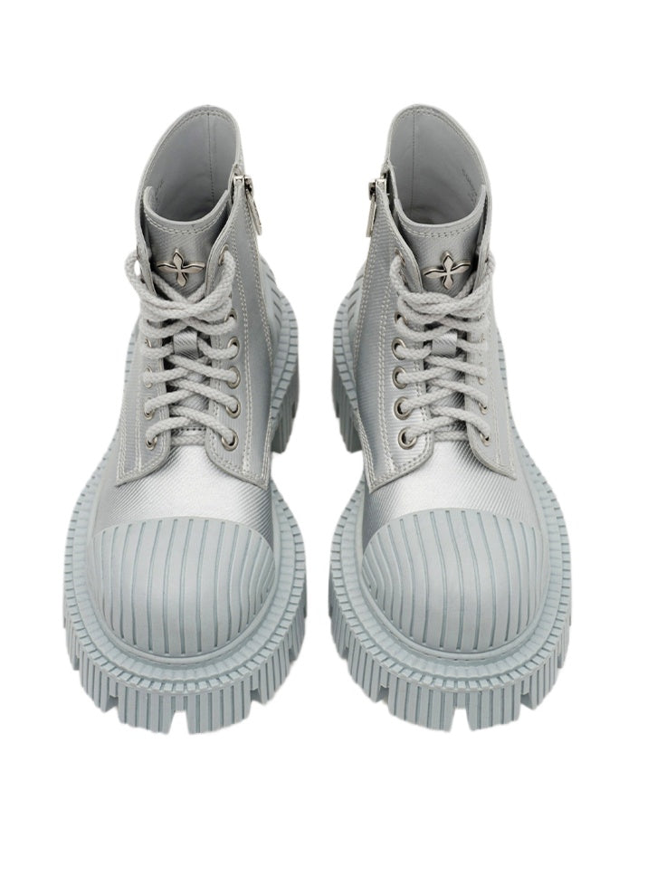 Black & Silver Ripple Motorcycle Boots - CHINASQUAD