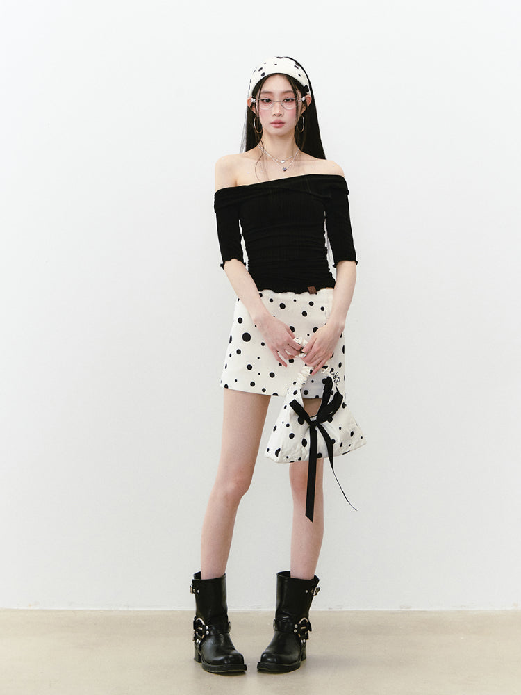 One-Shoulder Acetate Mid-Sleeve T-shirt - CHINASQUAD