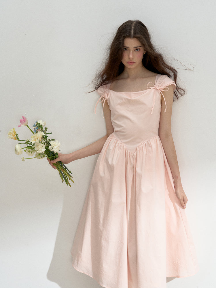 Pink French Vintage Strap Dress - CHINASQUAD