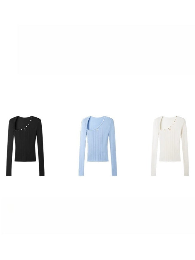 Polar Wool Blend Ribbed Knit V-neck