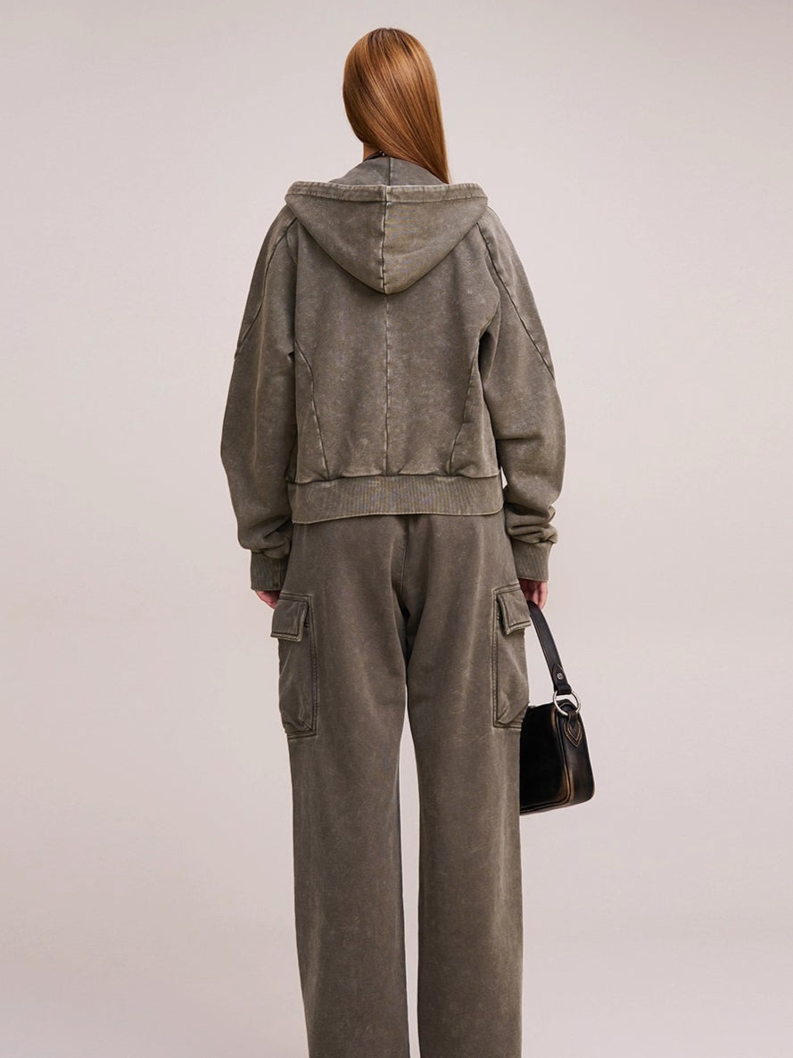 Wild Vintage Zip-up Cropped Hoodie