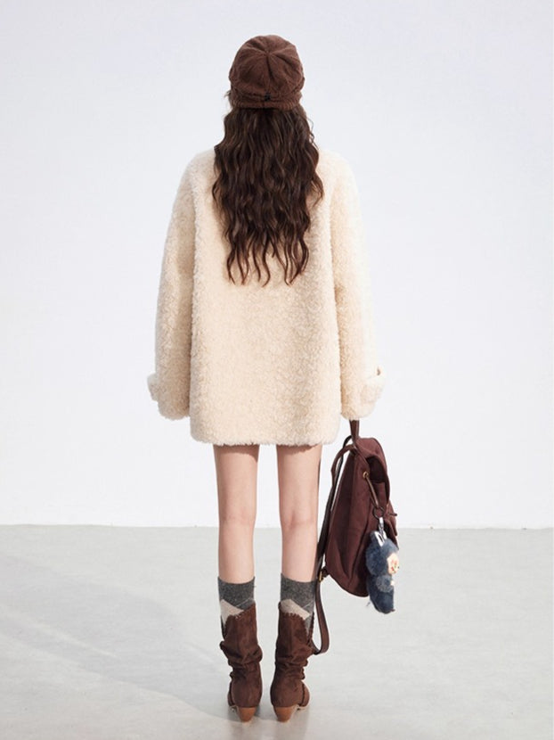 Wool-Blend Shearling Buttoned Jacket