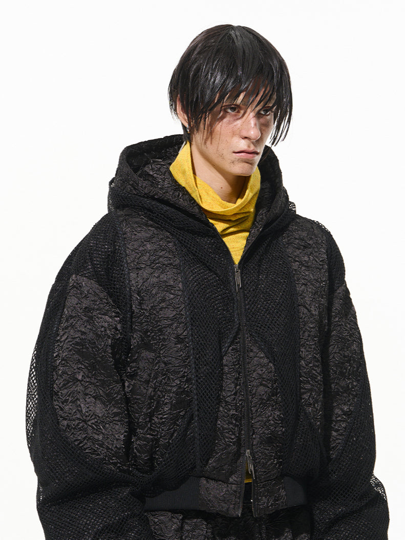 Black Hooded Patchwork Pilot Jacket - CHINASQUAD