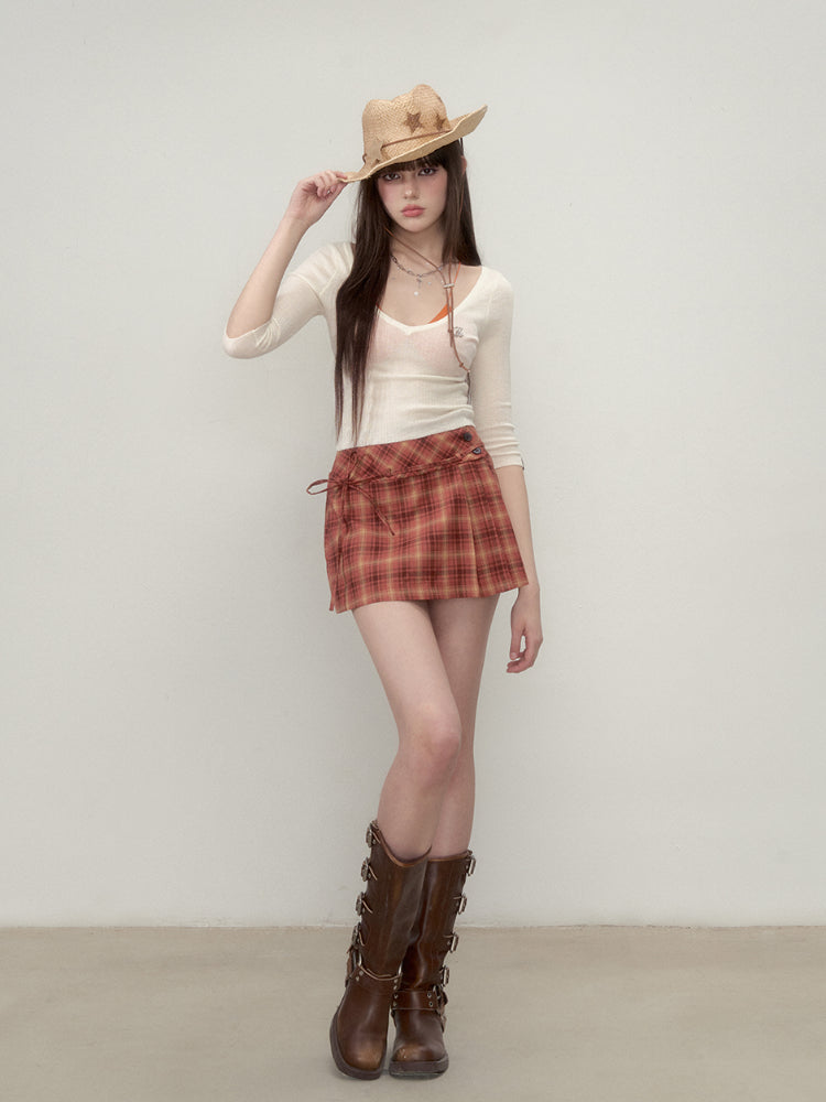 Knit V-neck 5/6 Sleeve T-shirt - CHINASQUAD