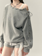 Button-Off-Shoulder Sweatshirt - CHINASQUAD