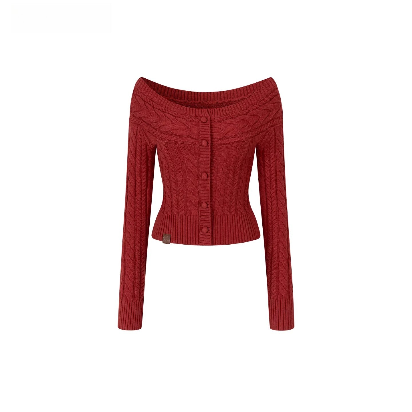 Off-Shoulder Cable Knit Cardigan - CHINASQUAD