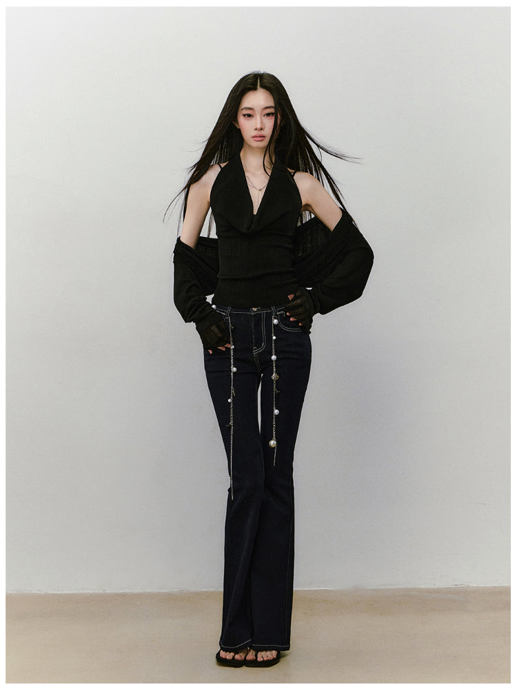 Heavy-duty Knitted Draped Neck Tank Top Set - CHINASQUAD