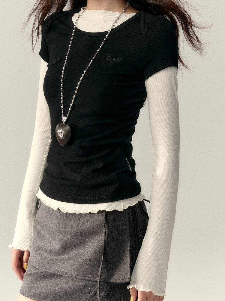 Embroidered Letter Short-Sleeve T-shirt - CHINASQUAD