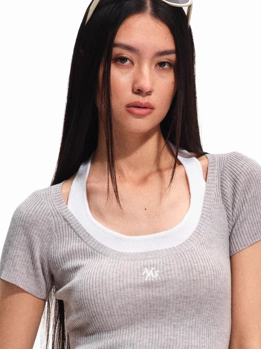 Academy Layered Wool-Blend Halter Tee