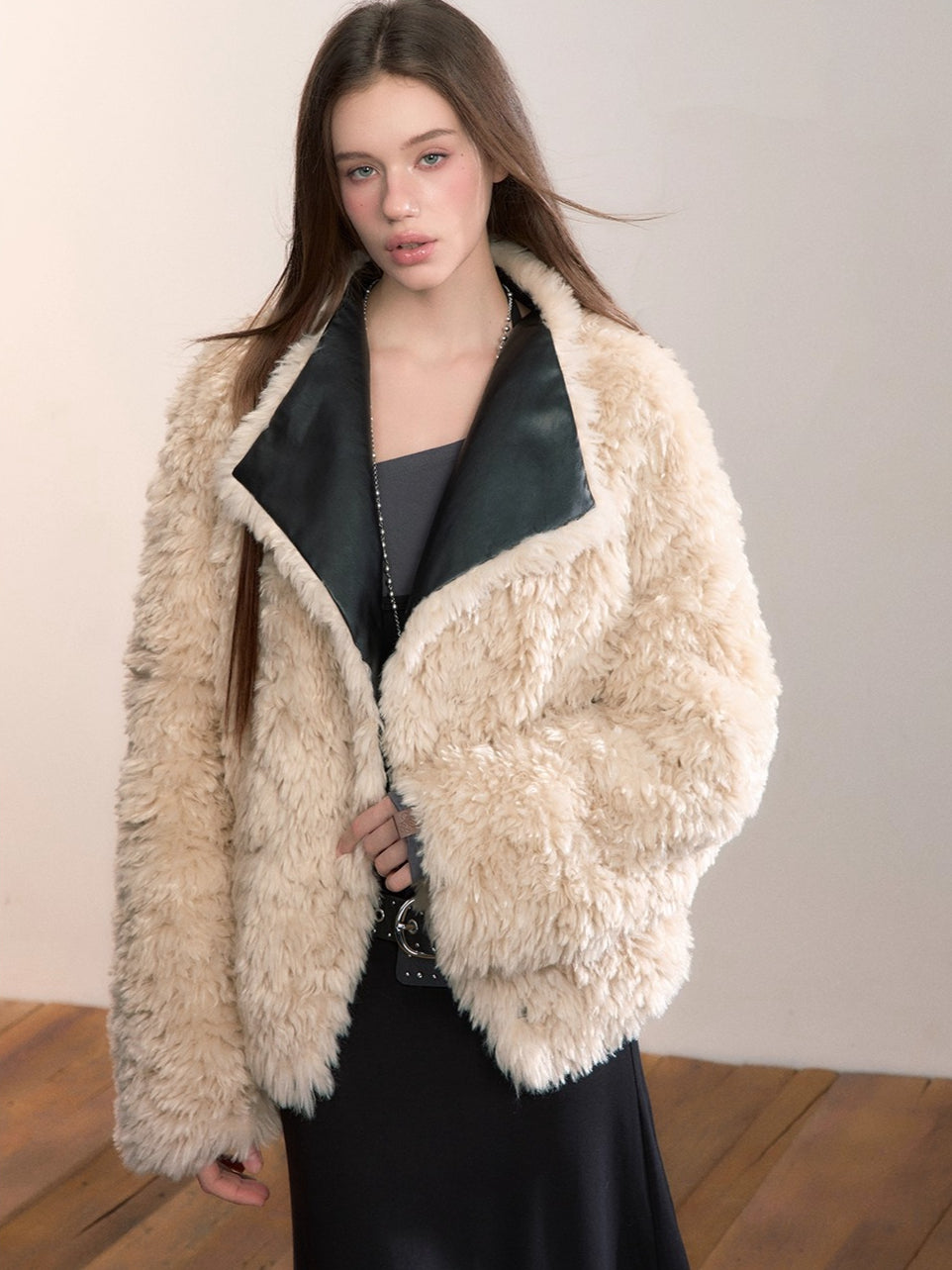Reversible Faux Fur & PU Leather Jacket
