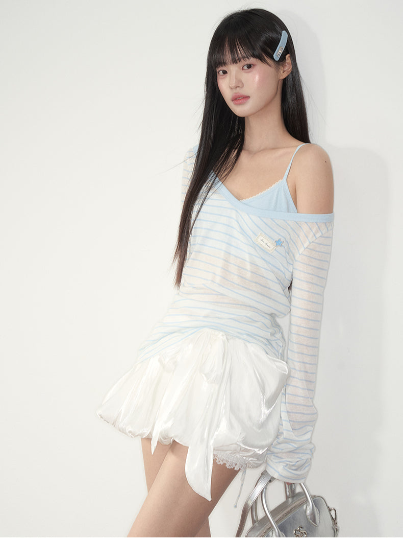 Bow Satin Bubble Mini Skirt - CHINASQUAD