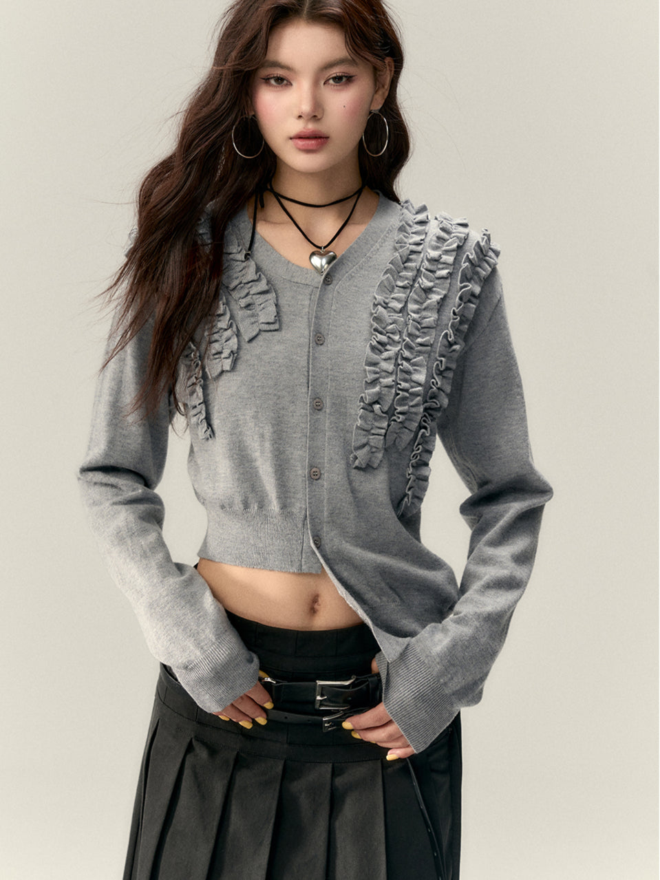 Irregular Ruffle Design Knit Top - CHINASQUAD