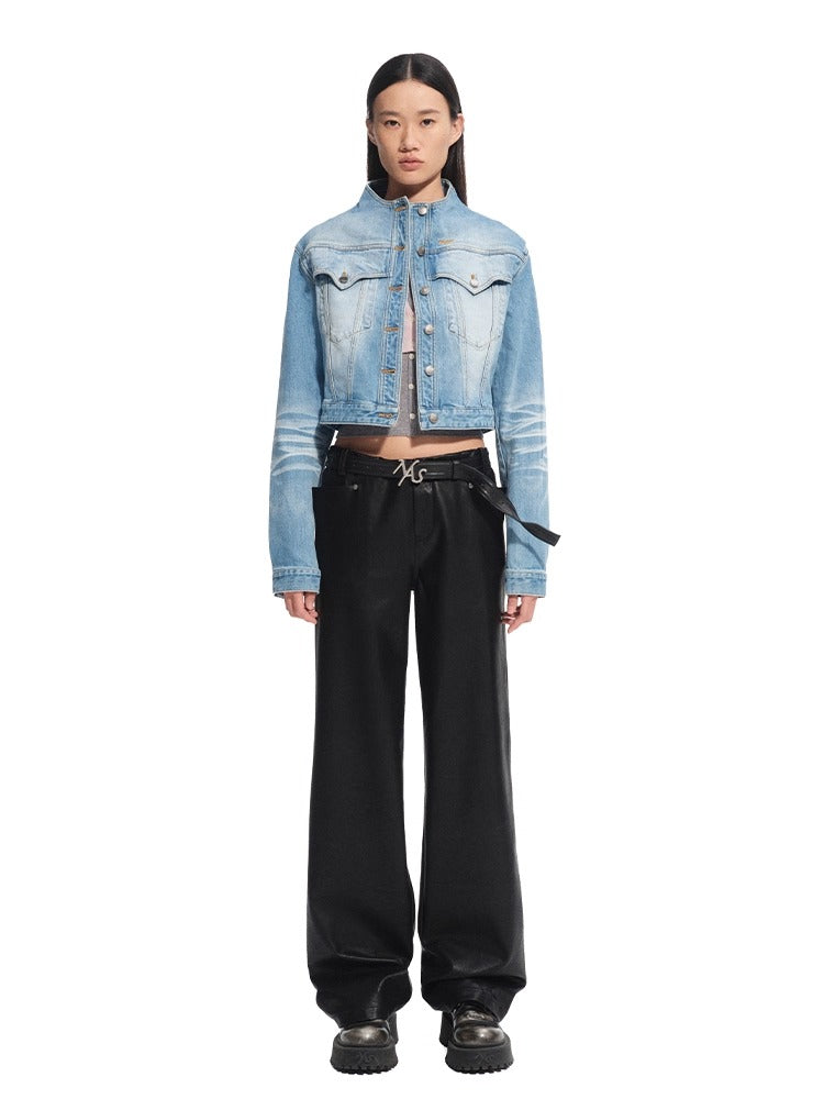 Matte Mid-Rise Leather Pants - CHINASQUAD