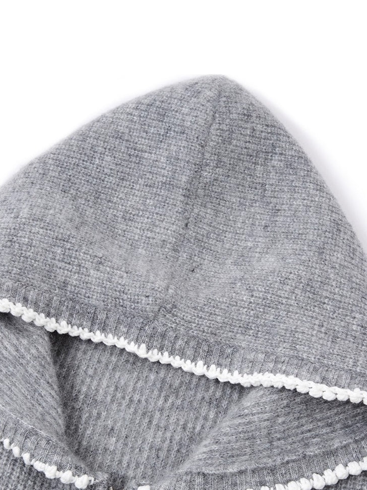 Crochet-Trim Knit Hoodie