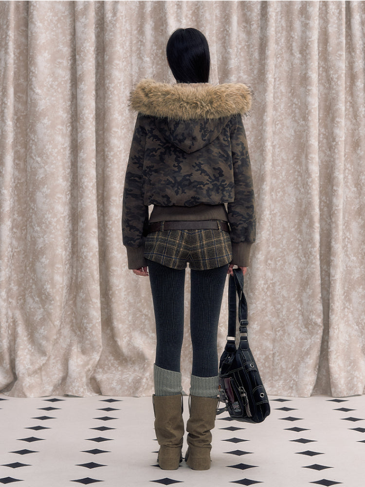 Faux Fur Lined Zipper Fur Collar Jacket - CHINASQUAD