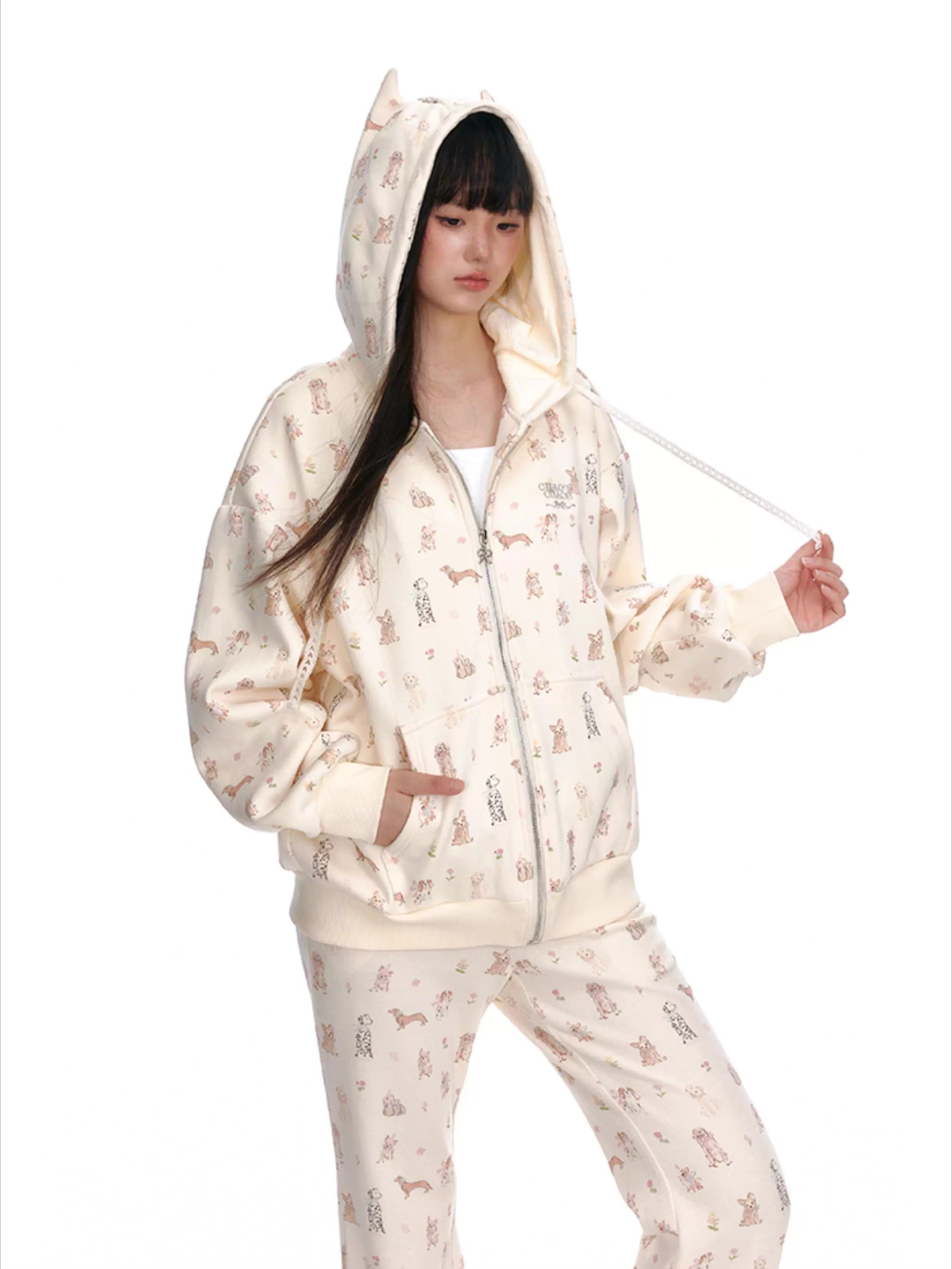 Dog Print Knit Lounge Set