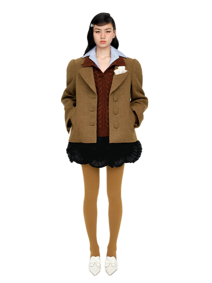 Wool Lapelled Structured Blazer - CHINASQUAD