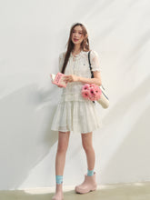 Checkered Hollow-Out Ruffled Dress Set - CHINASQUAD