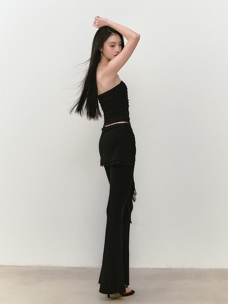 Lace-Trimmed Tie-Waist Lyocell Trousers - CHINASQUAD