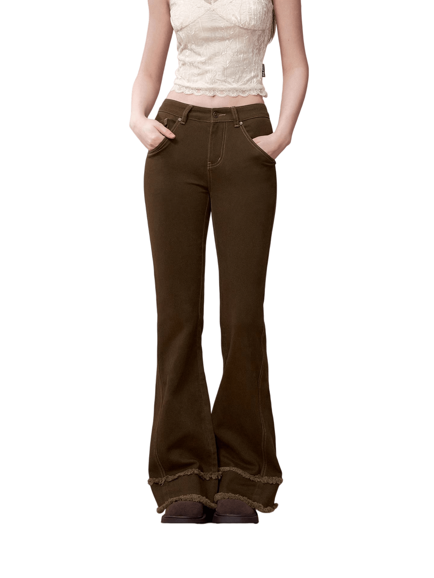 Washed Vintage-Style Loose Denim Pants