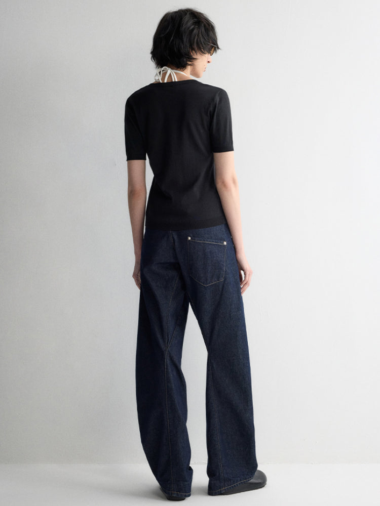 Invisible Zipper V-neck Cardigan T-shirt - CHINASQUAD