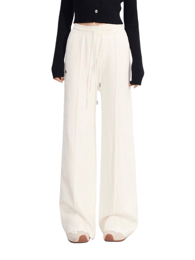 Fleece-Lined Soft-Knit Wide-Leg Pants