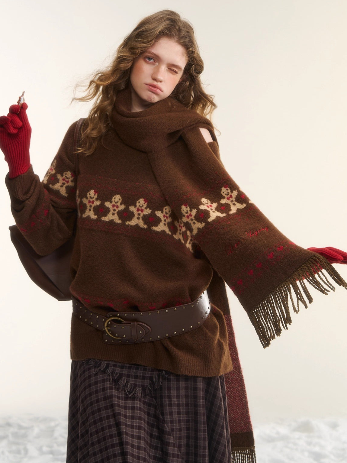 Wool-Blend Christmas Sweater & Scarf Set