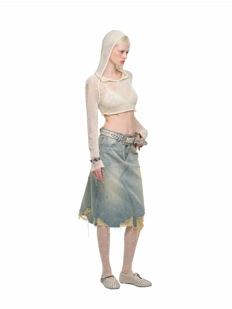 Hollow Sequin Crop Hoodie - CHINASQUAD
