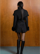 Short Slim Wool Coat with Detachable Faux Fur - CHINASQUAD