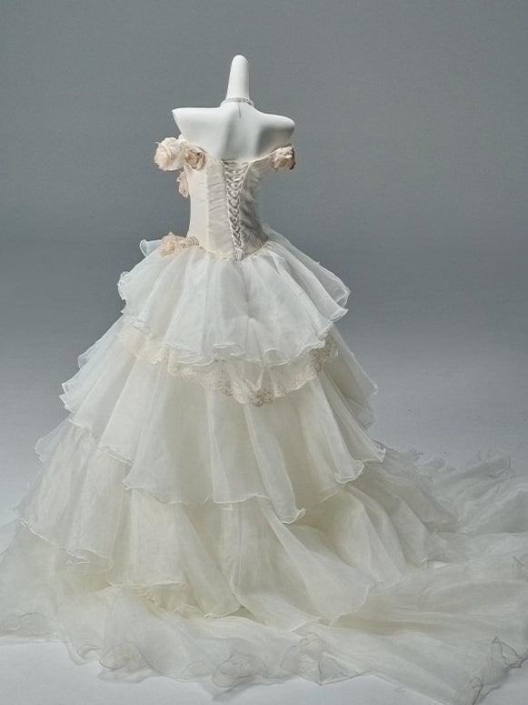 “Whispering Woods” Floral Off-Shoulder Couture Gown